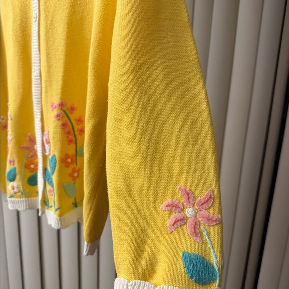 VTG Breckenridge Sz Petite Large Cardigan Button Up Knit Embroidered Floral - Picture 5 of 6